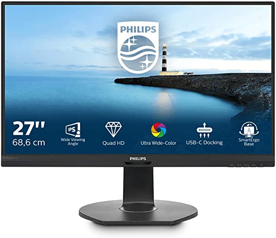 Philips 272B7QUPBEB - 27 inch QHD Monitor,75 Hz, 5ms, IPS, USB-C Docking, Speakers, Height Adjust (2560 x 1440, 350 cd/m² HDMI/DP/USB-C)