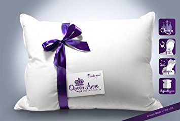 Hypoallergenic Pillow - Synthetic Down Alternative (Queen Size Medium Fill) – the Heavenly Down Allergy Pillow By Queen Anne Pillow Co. – High-end Luxury Hotel Pillows Made in the USA