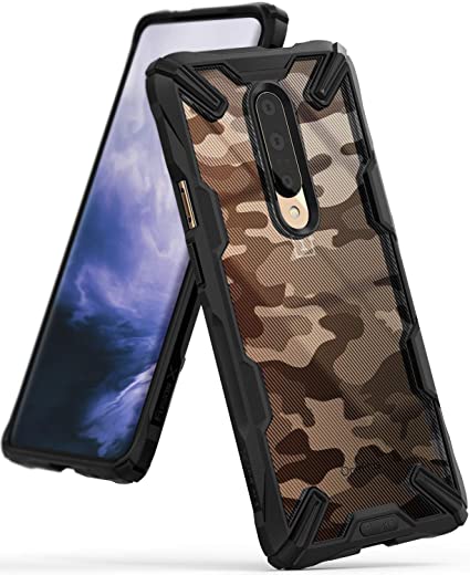 Ringke Fusion-X Designed for OnePlus 7 Pro Case Back Cover Transparent [Military Drop Tested Defense] PC Back TPU Bumper Impact Resistant Protection Shock Absorption Technology Cover - Camo Black