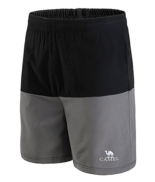 Camel Lightweight Running Or Gym Training Shorts with Zip Pockets for Soccer Basketball Active Exercise