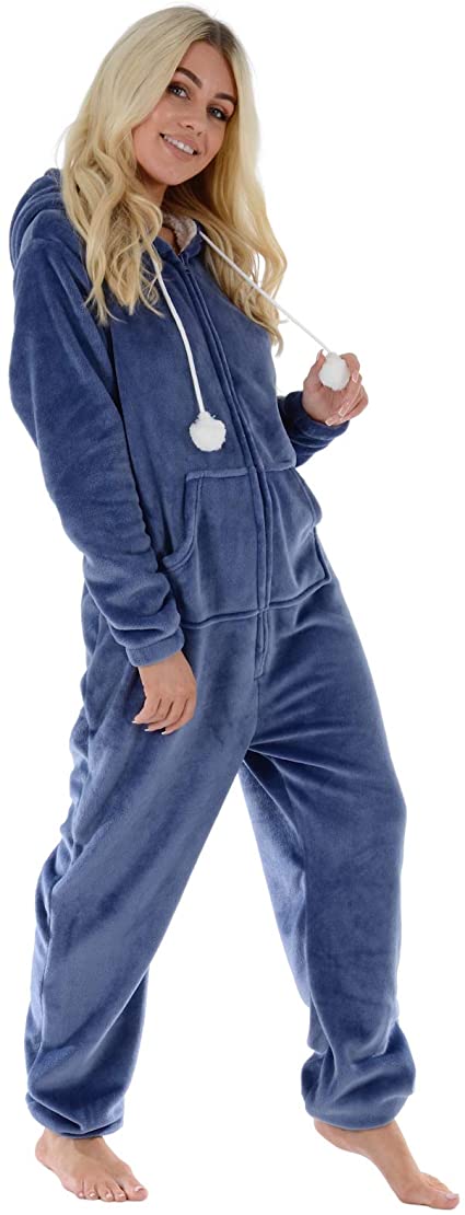 Autumn Faith Ladies Fleece All in One Piece Pyjamas Jump Sleep Suit Onesie PJs Nightwear New