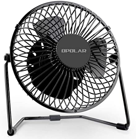 OPOLAR 5 Inch USB Fan, Portable Small Desk Fan with 2 Speed Settings, Super Quiet, Metal Design, 360 Rotation and Adjustable, Personal Mini Table Fan Perfect for Home, Office Tabletop