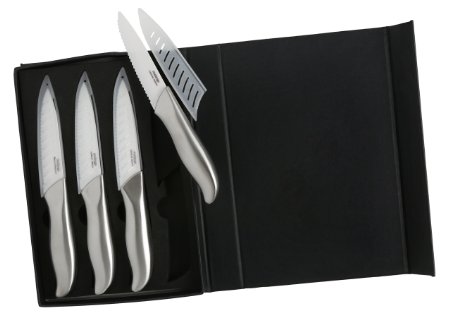 Melange 8-Piece Ceramic Steak Knife Set with Steel Handle and White Blade