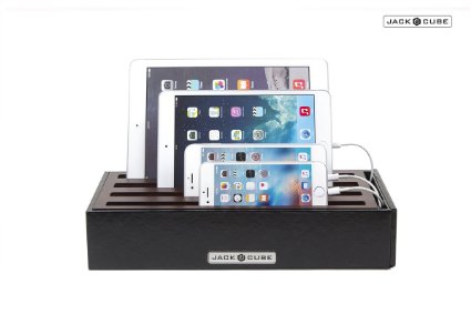 Jack Cube Universal Multi Device Cord Organizer Stand USB Charger Cable Charging Station Hub Charger Management for Smartphone, Tablet, and Laptop(Black) 12.80 x 2.64 x 6.30 inches - Mk139B