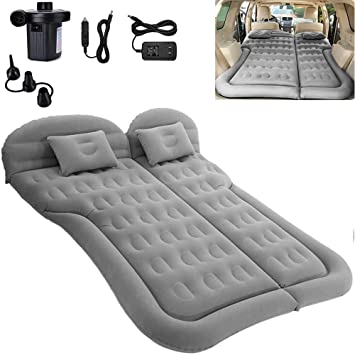 SAYGOGO SUV Air Mattress Camping Bed Cushion Pillow - Inflatable Thickened Car Air Bed with Electric Air Pump Flocking Surface Portable Sleeping Pad for Travel Camping Upgraded Version