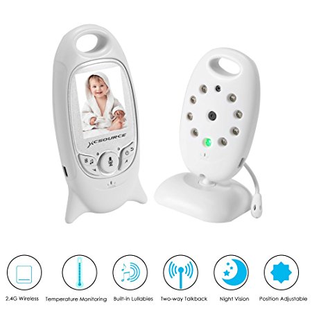 XCSOURCE 2" Color LCD Display Baby Monitor 2.4GHz Wireless Lullaby Video Audio Talk IR LED Night Vision Temperature Monitoring XC502