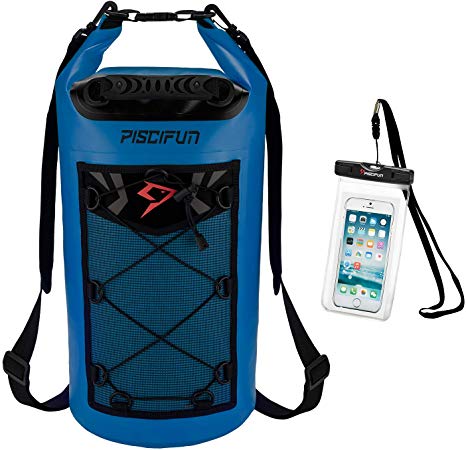 Piscifun Waterproof Dry Bag Backpack 5L 10L 20L 30L 40L Floating Dry Backpack with Waterproof Phone Case for Water Sports - Fishing, Boating, Kayaking, Surfing, Rafting Gifts for Men and Women