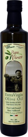 Family Made 100% NEW 2016 HARVEST Olive Oil | Extra Virgin, First Cold Pressed, Single Sourced Sicily, Italy, Unfiltered, Unrefined, No After Taste, Robust & Raw, Large 16.9 Fl Oz - Papa Vince