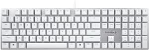 Cherry KC 200 MX Mechanical Office Keyboard with New MX2A switches. Modern Design with Metal Plate Frame. (White W/MX2A Silent Red Switch)