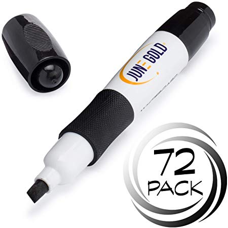 June Gold 72 Black Dry Erase Whiteboard Markers, Chisel Tip, Low Odor, Comfortable Grip & Vivid Lines
