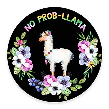 No Prob-Lama Mousepad, Llama Mouse Pad, Funny Mousepad, Lama Animal Lovers Llama In Flowers