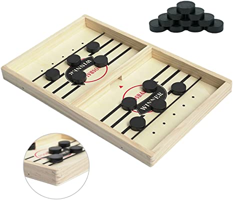 Kongwal Fast Sling Puck Game, Foosball Winner Board Game, Slingshot Game Board, Desktop Battle Ice Hockey Table Game,Fast Paced Wooden Hockey Game for Parent-Child Interaction(Medium)