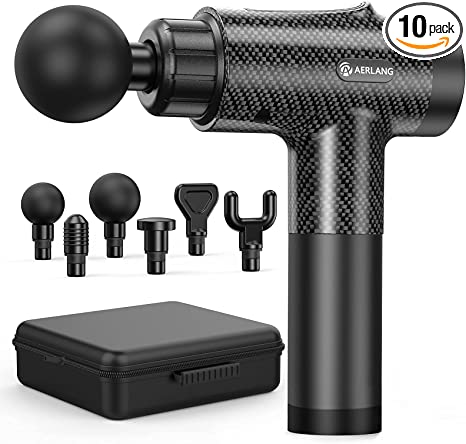 AERLANG Massage Gun, Deep Tissue Massage Gun for Athletes with Carrying Case, Professional Portable Muscle Massage Gun for Pain Relief with 6 Massage Heads 20 Speed