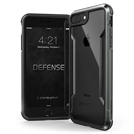 iPhone 8 Plus & iPhone 7 Plus Case, X-Doria Defense Shield Series - Military Grade Drop Tested, Anodized Aluminum, TPU, and Polycarbonate Protective Case for Apple iPhone 8 Plus & 7 Plus, [Black]