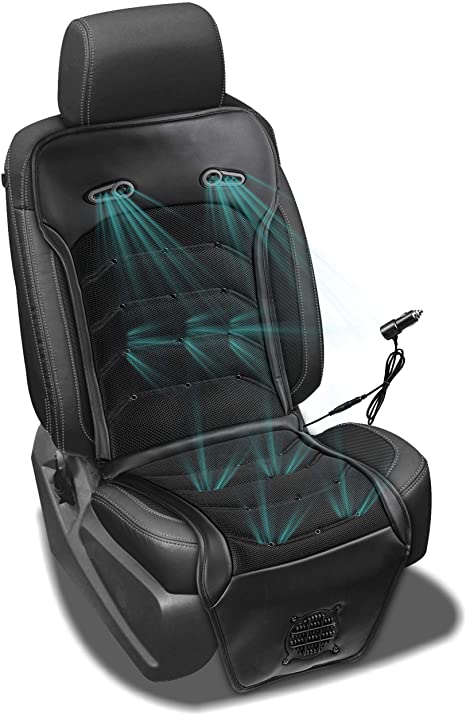 Zento Deals Car Cooling Seat Cushion Cover - 12V Air Ventilated Cooling Seat Cover for Car, Ventilate Breathable Home and Office, Back Comfort, Air Flow Perfect for Intense Summer, Universal Fit