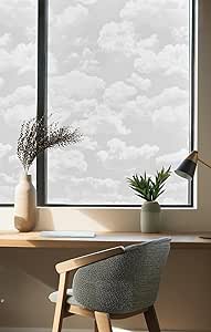 Artscape Clouds | Window Privacy Film Etched Glass Pattern | Non-Adhesive & UV Protection | Easy to Apply & Removable | 24 x 36 inches | Made in USA