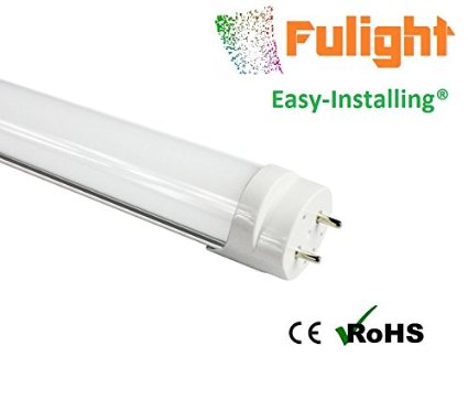 Fulight Easy-Installing T8 LED Tube Light, 24-Inch 10-Watt 6000K, F17T8, F18T8, F20T10, F20T12/CW, Double-End Powered Frosted Cover Fluorescent Replacement Bulb