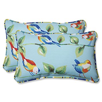 Pillow Perfect Outdoor Curious Bird Rectangular Throw Pillow, Sky, Set of 2
