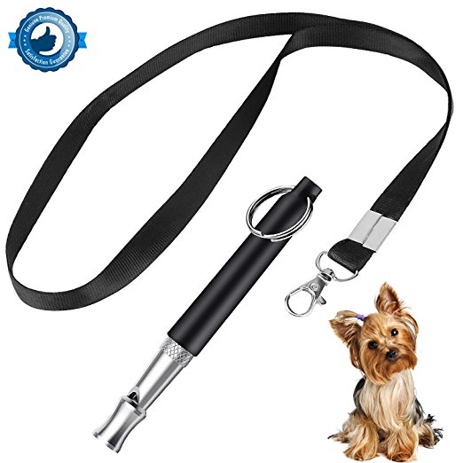 ONSON Dog Whistle to Stop Barking - Barking Control Ultrasonic Patrol Sound Repellent Repeller - Adjustable Pitch in Black Color with FREE Premium Quality Lanyard Strap