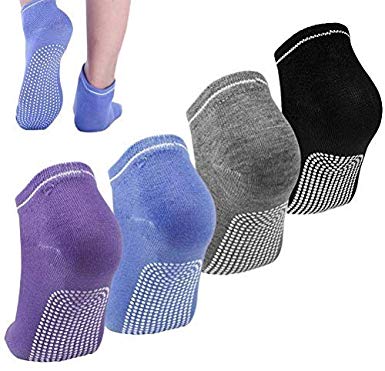 Color Scissor 4 Pairs Yoga Socks for Women, Non-Slip Socks for Pilates Ballet Dance