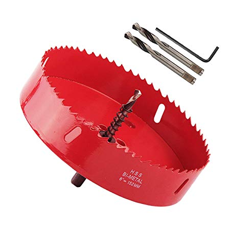 MAYLUCK 6 Inch Hole Saw - for Making Cornhole Game,Cornhole Wraps,Lawn Bean Bag Toss Game - Great for Cornhole Boards - Ceiling Hole Saw,HSS BI-Metal Heavy Duty Steel - Support all Electric Crills