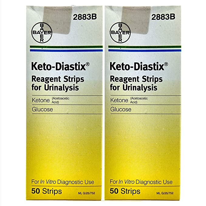 Bayer Keto-Diastix Reagent Strips for Urinalysis, 50-Pack of 2
