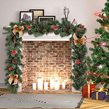 Mirror_shop Christmas Rattan Garland Tree Hanging Fireplace Cane Home Garden Decor Ornaments
