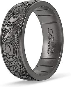 Enso Rings Signature Etched Collection - Classic Etched Silicone Rings - Comfortable and Flexible Design - Made in USA