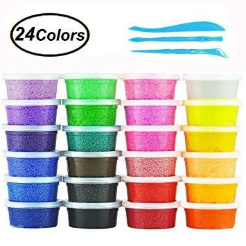 Swallowzy Fluffy Floam Slime Clay, 24 Colors Snow Mud Fluffy Slime Kit Scented Stress Relief Safe and Non Toxic For Kids
