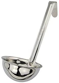 Winco LDI-60SH, 6 Oz Stainless Steel Soup Ladle with 6-Inch Handle, One Piece Sauce Portioner, Solid Serving Spoon, NSF