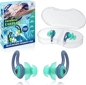 Hearprotek Bouchons d'oreilles de Natation, 2 Paires Protection Auditive Bouchon Piscine-Protection Contre l'eau Bouchon d'oreille pour Nageurs Douche Bain le Surf(Vert Clair)