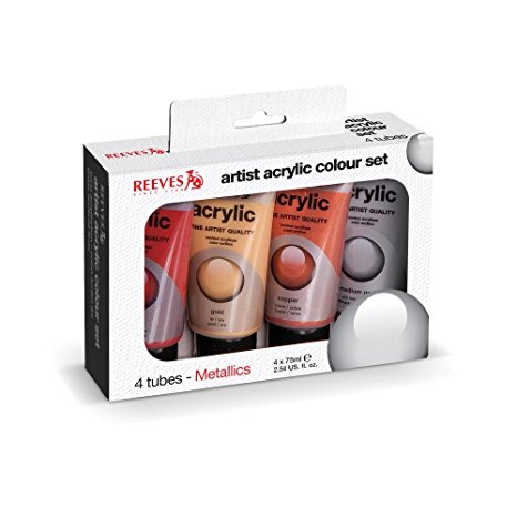 Reeves 4 x 75 ml Metallic Colours Acrylic Paint