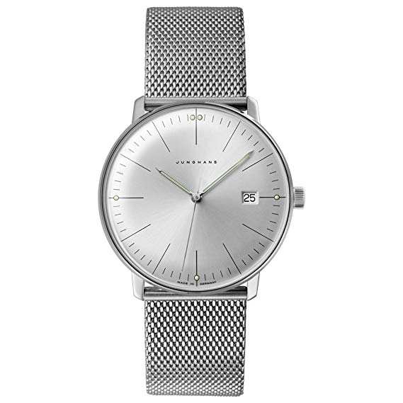 Junghans Men's Max Bill Quartz Watch with Stainless-Steel Strap, Silver, 20 (Model: 041/4463.44)