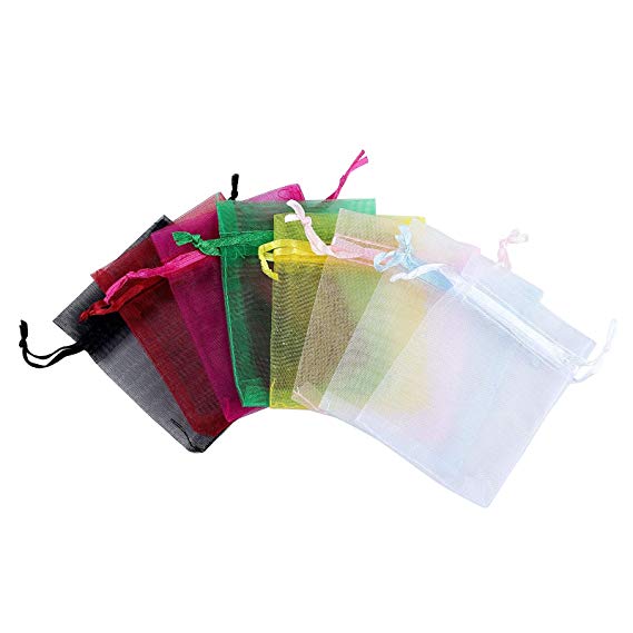 Anleolife Mix Color 48PCS Sheer Organza Jewlery Bag Sachets Clothing Drawers Money Organizer Home Favors Little Things Drawstring Pouches Candy Bag Car Dangling 4x5cm/1.6x2''(48pcs mix colors)