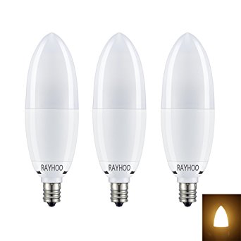 Rayhoo E12 Base LED Bulb Candelabra LED Bulbs 12W, Incandescent 80-100W bulb Equivalent, AC 85-265V, Non-dimmable, Warm White 2700K, 3 Pack(Extremely Bright)