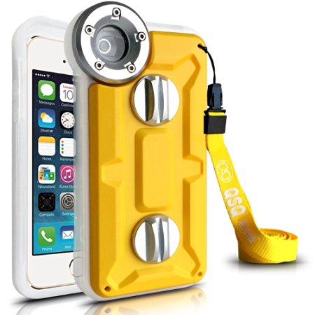 Iphone 5 5c 5S case,Genuine Professional Diving Case,Waterproof/Shockproof/Dustproof Super case w/Straps for iphone 5 5C 5S in Ocean /Ford /Sea /Pool Shooting--Under water 1-100M Limited/Lifetime Warranty (Yellow)