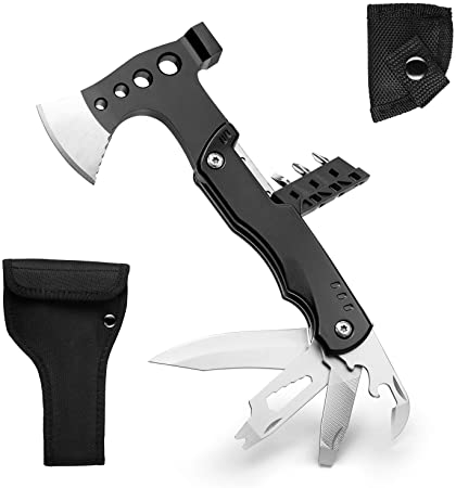 Multitool Axe, Newild 14 in 1 Portable Survival Multi-tool Camp Tool with 3" Large Knife, Multifunctional Pocket Mini Tools with Axe Hammer for Camping Hiking Outdoor Survival Gear Kit, Gift for Men Women