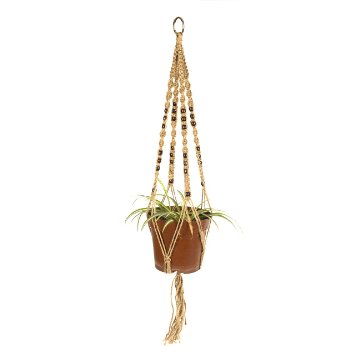 Newcomdigi Plant Hanger Macrame Jute 4 Leg 40 Inch with Beads Best Recommended Plant Hanger Rope for Indoor Outdoor Patio Deck Ceiling Pots Versatile Handmade Knotted Plant Hanger