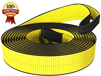 30000lbs (13607kgs) Premium Heavy Duty Recovery Tow Strap - Length (3" X 30’) - Polyester - Weather Resistant - Reinforced Looped Ends - Capacity 30K LBS - CE, TUV Certified