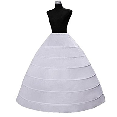 Fair Lady Women's 6 Hoops Wedding Petticoat Underskirt White Floor Length Ball Gown