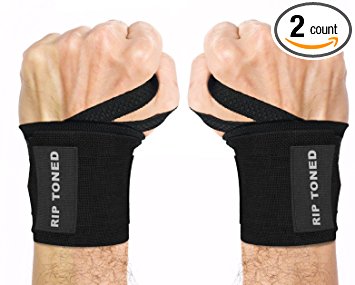 Rip Toned Wrist Wraps by 18" Professional Grade With Thumb Loops - Wrist Support Braces for Men & Women - Weight Lifting, Xfit, Powerlifting, Strength Training - Bonus Ebook