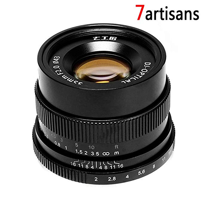 7Artisans FE 35mm f/2 F2.0-F16 Standard-Prime Fixed Lens for Sony E mount camera A7S II A7R II A7r A7s A6300 , support Full Frame Peak Focus, Manual Focus