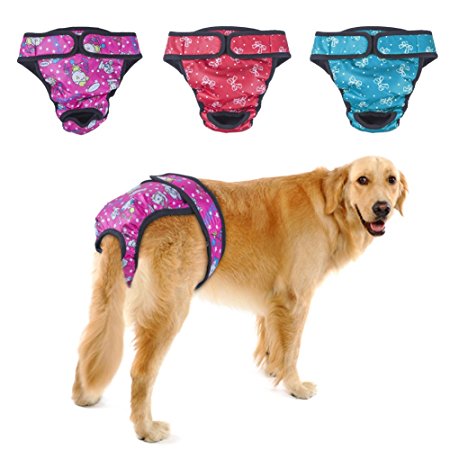 Dog Diapers Female Washable, PETBABA Reusable Sanitary Panties for Medium to Large Dogs