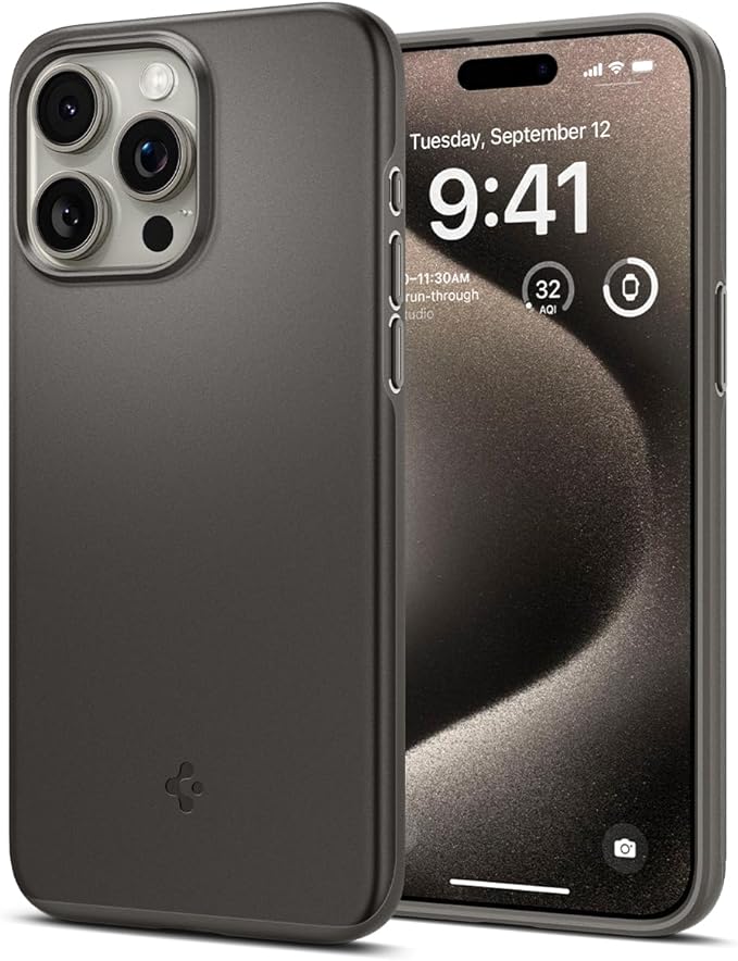 Spigen Thin Fit Designed for iPhone 15 Pro Max Case (2023), [Military-Grade Protection] - Gunmetal