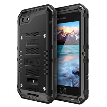 iPhone 7 Case,[Waterproof] Premium Protective Metal Extreme Water Resistant Shockproof Military Bumper Heavy Duty for iPhone 7 4.7 Inch (BLACK)