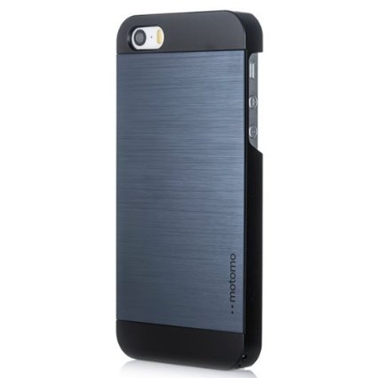 iPhone 5S Case MOTOMO Blue iPhone 5S Case Aluminum Brushed Aluminum Metal Cover Protective Case - Verizon ATampT Sprint T-Mobile International and Unlocked - Case for Phone 5  iPhone 5S - Retail Packaging - Indigo BlueBlack 115SPCIMAC-IB