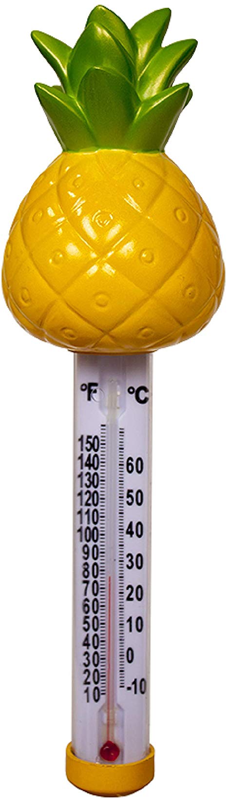 GAME 13027-BB Pineapple Spa and Pool Thermometer Shatter-Resistant Casing Tether Included, Fahrenheit and Celsius, 9-in Height x 3-1/2-in Diameter