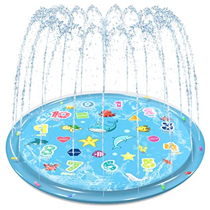 Jasonwell Sprinkler for Kids Splash Pad Play Mat 60" Baby Wading Pool for Toddlers Summer Outdoor Water Toys Kids Sprinkler Pool for Boys Girls Children Numbers
