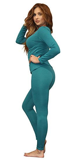 Women's Ultra Soft Thermal Underwear Long Johns Set with Fleece Lined (Large, Turquoise)