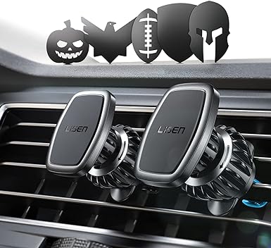 LISEN 2 Pack Magnetic Phone Holder for Car Vent, [6 Strong Magnets] Magnetic Car Mount, Hands Free Air Vent Cell Phone Holder Mount for Car, Fit 4-11in All Phones & Tablet